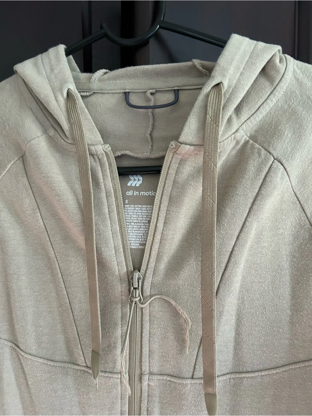 Men’s size small All in Motion Taupe Zip Hoodie (fits teen boy)